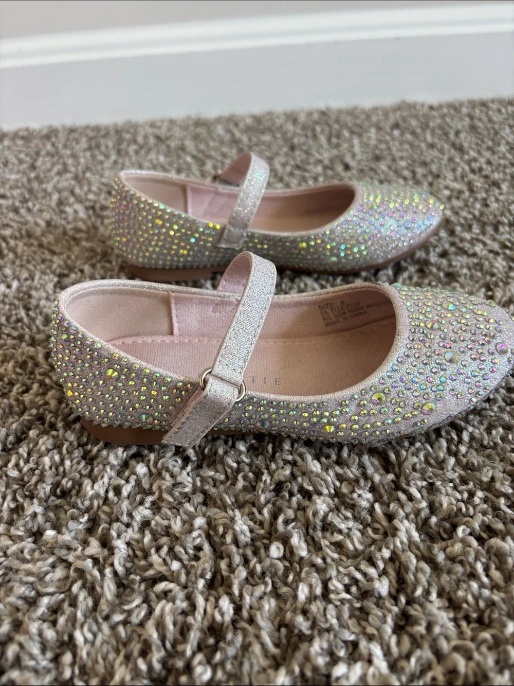 Kelly & Katie Blush Sparkle Mary Jane Flats for Girls